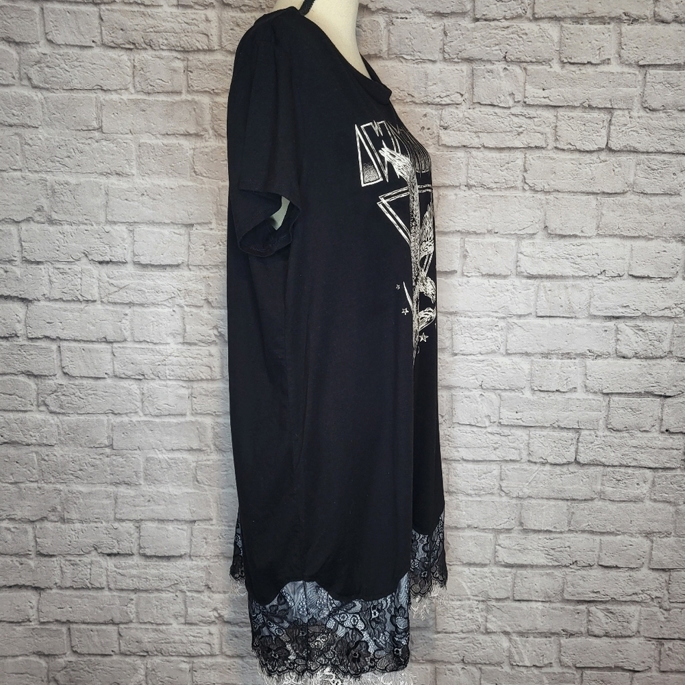 Torrid black white awakening rock graphic short sleeve t shirt dress sz Torrid 2 - Picture 6 of 9